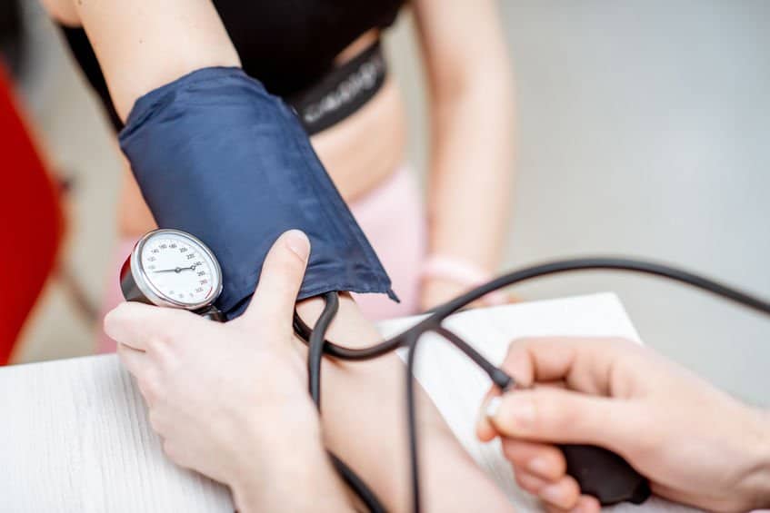 Close-up of a blood pressure measuring process